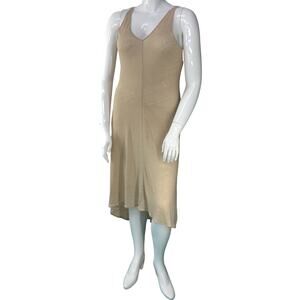 Calypso St Barth Women Size M Sundress VNeck Hi Low Midi Dress Lightweight Beige